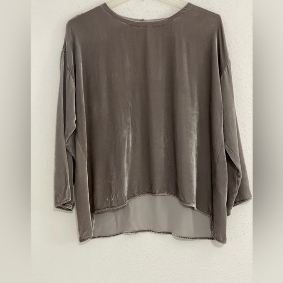 Eileen Fisher Tops - Eileen Fisher Briar Velvet Round Neck Box-Top Rayon Silk